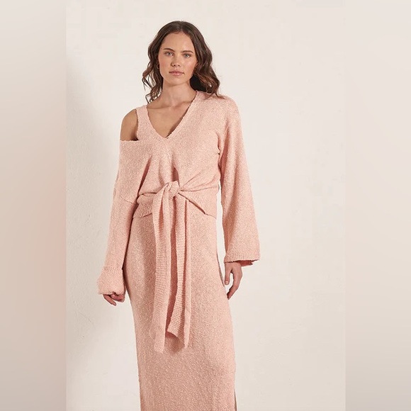 NWT Mon Renn Quartz Pink Cove Knit Jumper Oversized Wrap Sweater Size M - Picture 3 of 16